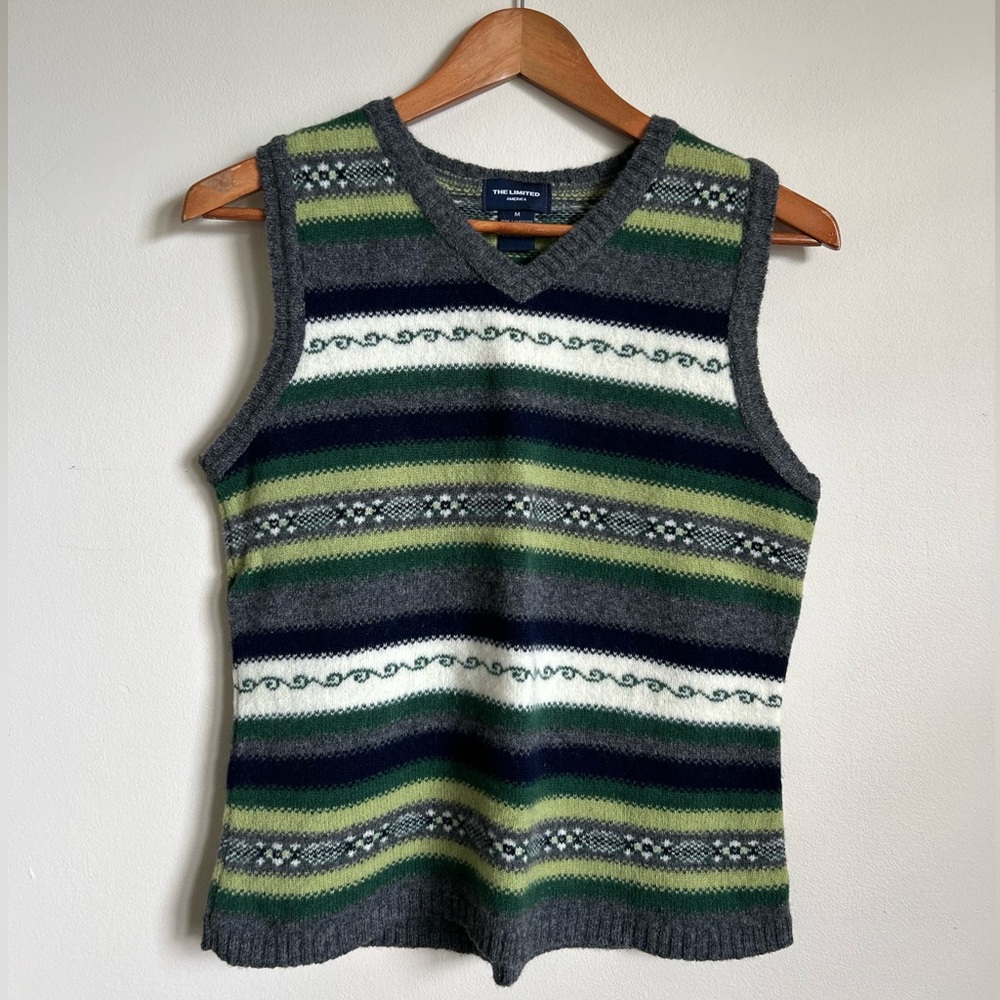 The Limited America VTG 100% Lambswool Fair Isle Sleeveless Knit Vest!